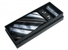   NM nyakkendő szett - Ezüst-fekete csíkos Nyakkendők esküvőre