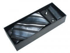   NM nyakkendő szett - Ezüst-fekete csíkos 