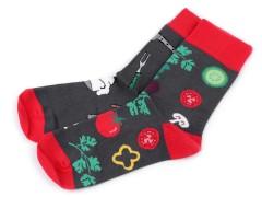 Színes pamut zokni - Szürke-piros 