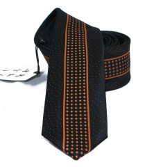                  NM slim nyakkendő - Fekete-narancs pöttyös Aprómintás nyakkendő