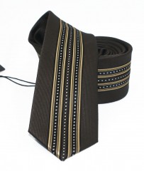                  NM slim nyakkendő - Barna-arany csíkos Csíkos nyakkendő