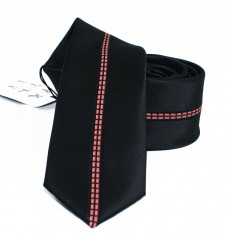                  NM slim nyakkendő - Fekete-lazac csíkos 