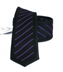                  NM slim nyakkendő - Fekete-lila csíkos Csíkos nyakkendő