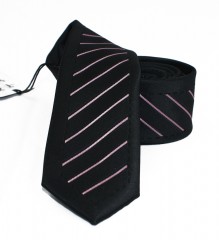                  NM slim nyakkendő - Fekete-rózsaszín csíkos Csíkos nyakkendő