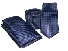    Prémium slim nyakkendő szett - Sötétkék aprómintás Nyakkendők esküvőre