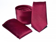    Prémium slim nyakkendő szett - Meggypiros aprópöttyös Nyakkendők esküvőre