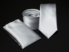    Prémium slim nyakkendő szett - Ezüst Nyakkendők esküvőre