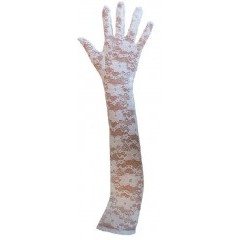 Hosszú alkalmi csipkekesztyű 45 cm - Fehér Női kesztyű, téli sál