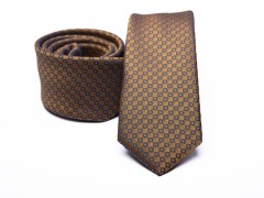    Prémium slim nyakkendő - Barna mintás Aprómintás nyakkendő