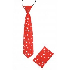             Vento gumis gyereknyakkendő szett - Piros-fehér csillag Gyerek nyakkendők