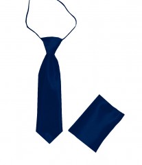           Gumis szatén gyereknyakkendő szett - Sötétkék Gyerek nyakkendők