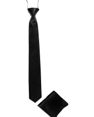               Szatén gumis nyakkendő szett - Fekete Szettek