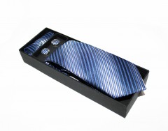                        Marquis slim nyakkendő szett - Kék csíkos Nyakkendők