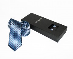                        Marquis slim nyakkendő szett - Kék mintás Aprómintás nyakkendő