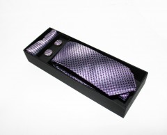                        Marquis slim nyakkendő szett - Lila aprómintás 