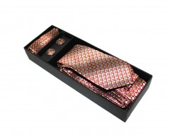                        Marquis slim nyakkendő szett - Lazac mintás Csíkos nyakkendő