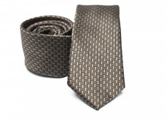 Prémium slim nyakkendő - Barna aprómintás 