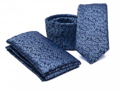    Prémium slim nyakkendő szett - Kék virágmintás Aprómintás nyakkendő