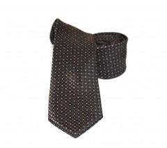               Goldenland slim nyakkendő - Barna aprópöttyös Aprómintás nyakkendő