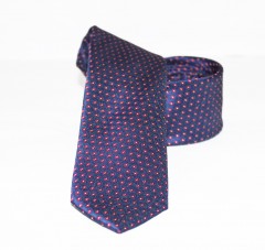               Goldenland slim nyakkendő - Sötétkék-piros pöttyös Aprómintás nyakkendő