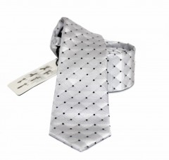                    NM slim szövött nyakkendő - Ezüst pöttyös 