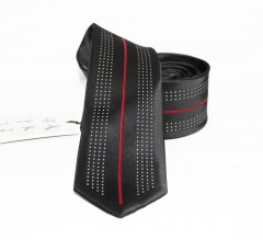                    NM slim szövött nyakkendő - Fekete-piros csíkos Csíkos nyakkendő