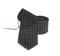                    NM slim szövött nyakkendő - Fekete-fehér pöttyös Aprómintás nyakkendő