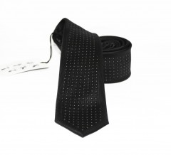                    NM slim szövött nyakkendő - Fekete-fehér aprópöttyös Aprómintás nyakkendő