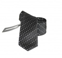                    NM slim szövött nyakkendő - Fekete-fehér pöttyös Aprómintás nyakkendő