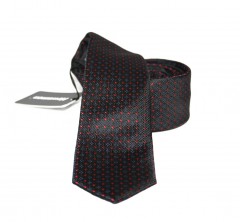                    NM slim szövött nyakkendő - Piros-fekete pöttyös Aprómintás nyakkendő