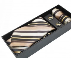                          NM nyakkendő szett - Barna-drapp csíkos Csíkos nyakkendő