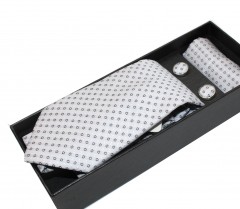                          NM nyakkendő szett - Ezüst pöttyös Aprómintás nyakkendő