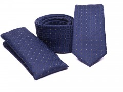    Prémium slim nyakkendő szett - Kék pöttyös Aprómintás nyakkendő