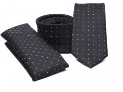    Prémium slim nyakkendő szett - Fekete aprópöttyös Szettek