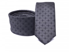   Prémium slim nyakkendő -  Sötétszürke aprókockás Kockás nyakkendők