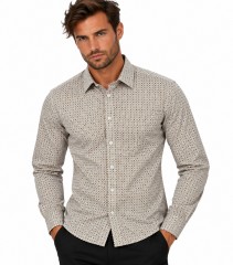             NM h.u slim fit elasztikus ing - Drapp mintás Mintás ing