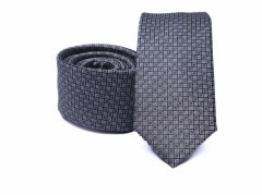    Prémium slim nyakkendő - Sötétszürke kockás 