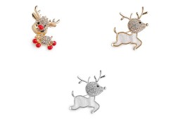                      Bross csiszolt kövekkel - Rénszarvas Kitűzők, Brossok