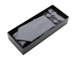                          NM nyakkendő szett - Sötétszürke aprómintás Szettek