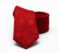                    NM slim szövött nyakkendő - Piros virágmintás Mintás nyakkendők