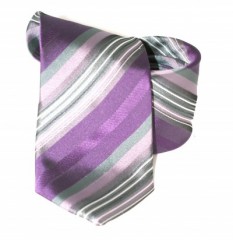      Classic prémium nyakkendő - Ezüst-lila csíkos Csíkos nyakkendő