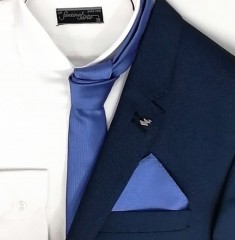 Goldenland slim szett - Kék Egyszínű nyakkendő